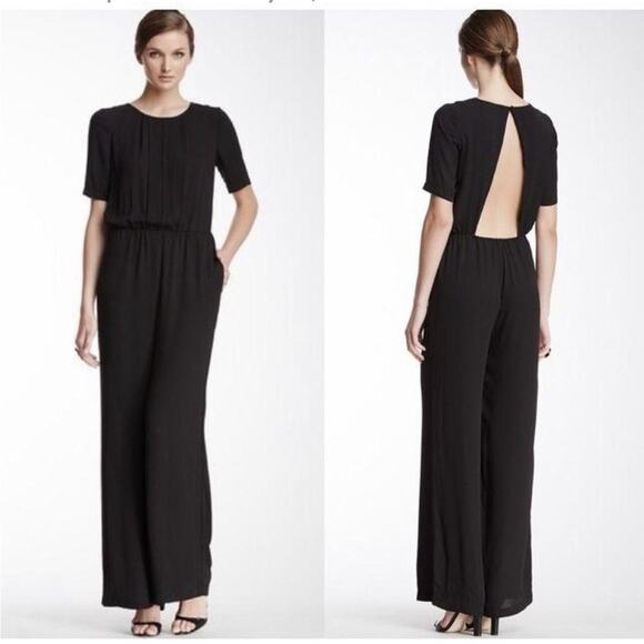 BCBGMaxAzria Sz. XXS Black Jumpsuit Backless WideLeg Evening Sexy Cocktail Party - Picture 1 of 10